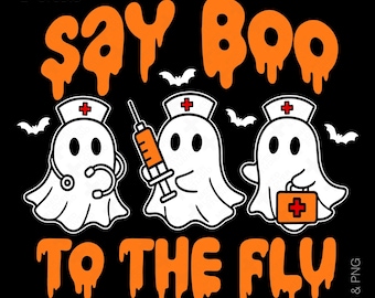 Säg bu till influensan SVG PNG: Rolig sjuksköterska spöke Halloween-design (digital nedladdning)
