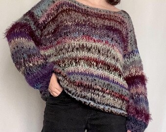 LAUREN HANSEN Hand Knit Sweater, 80s Handmade Mohair Sweater
