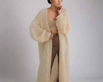 Alpaca Sweater Maxi Cardigan Knitted Long Coat Mohair Sweater Oversized Cardigan Chunky Cardigan Wool Coat Cardigan Sweater Long Cardigan