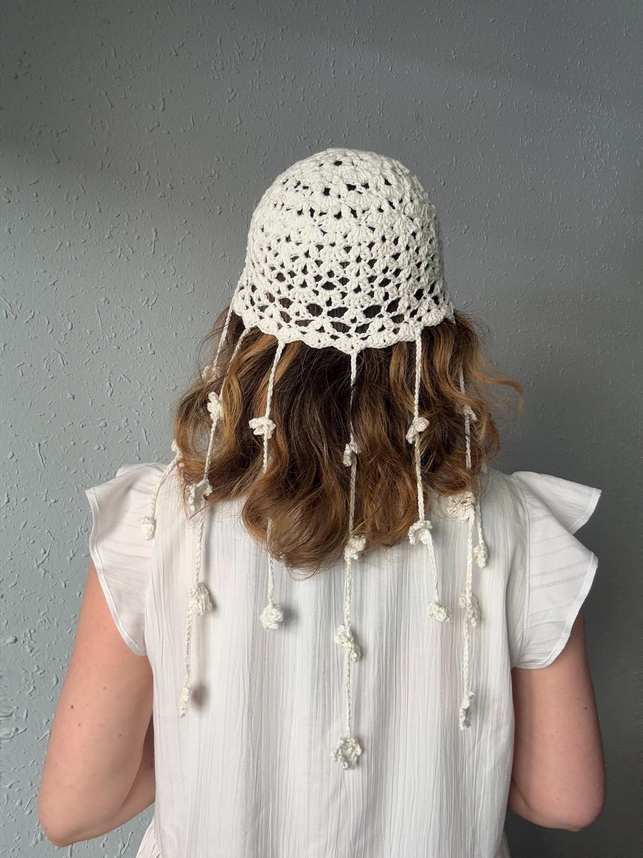 Ready to Ship, Boho Crochet Tasseled Hat, Skullcap, Lace Hat