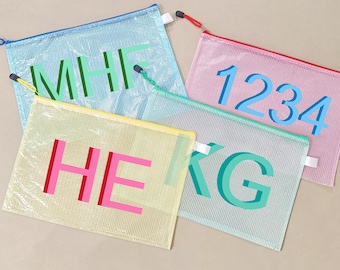 Shadow Monogram Beach Pouch, Personalized Bridesmaid Gift Bag