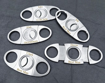 Personalized carved cigar cutter, Groomsman Gift, Customized cigar accessories