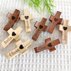 Personalized Wooden Pocket Cross: Comforting Fidget Prayer Gift,Religious Gift,Mini Cross,Thumb Cross