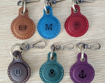 Personalized Leather AirTag Keychain, Custom Pet Tracker