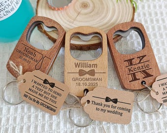 Engraved Wood Bottle Opener: Personalized Groomsmen Gift