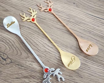 Customized Christmas Spoons, Reindeer-themed Spoons, Christmas Gifts, Stocking Stuffer Ideas,Crystal Spoon
