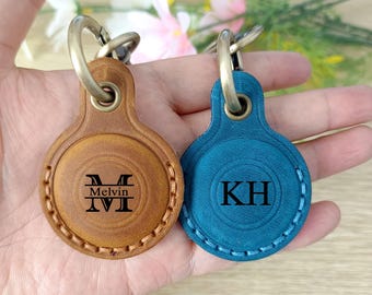 Custom AirTag Leather Case, Leather Keychain Holder For Air Tag, Personalized Leather AirTag Keychain, Pet Airtag, Airtag Cover