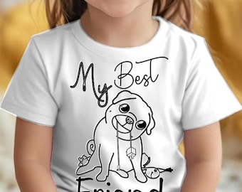 T-shirt carlin mon meilleur ami pour tout-petit, adorable chemise carlin pour enfants, t-shirt chien mignon pour chemise tout-petits, chemise enfant, t-shirt carlin mignon pour les tout-petits
