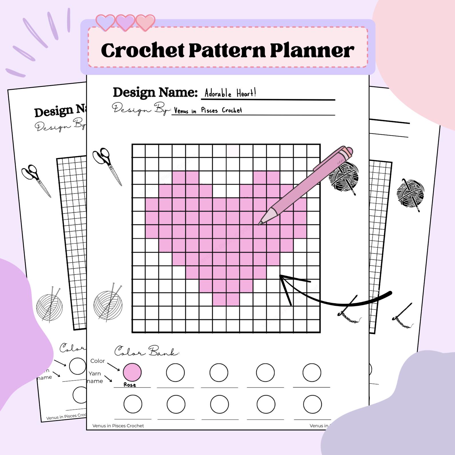 30 Pixel Crochet Patterns for Bold Colorwork, Blankets, Bags, and Amigurumi 15 Crochet Pixel Grid Planner Bundle