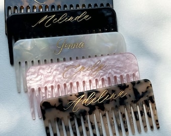 Gepersonaliseerde kam met naam, op maat gegraveerde kam met tekstlogo, reisborstel, verjaardagscadeau bruidsmeisje