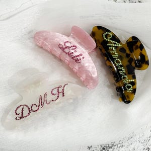 Personalized Rhinestones Claw Clips, Custom Name Hair Claw, Wedding Hair Clip for Bridesmaids, Mother&#39;s Day, Anniversary Gift
