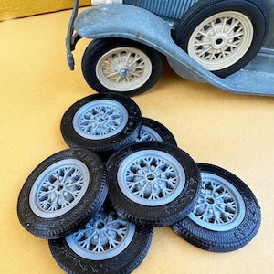 6 sets Model A Ford Hubley Models 6 Replacement 3D Printed Tires and Wheel Sets