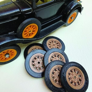 Hubley Model A Ford Replacement Tires & Wheels, 3D Printed (6 Sets, 1:20 Scale)