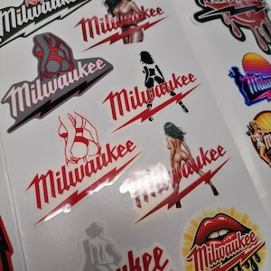 Milwaukee-Themed Sticker Pack 30+ – Hard Hat/Toolbox – Waterproof Vinyl – Free Shipping