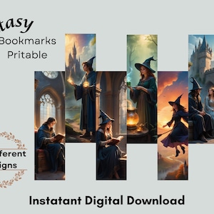 Printable Fantasy Themed Bookmarks, DIY Digital Bookmarks, Bookmarks for Kids and Adults, Instant Download