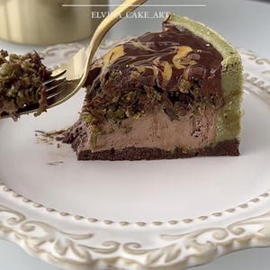 My Recipe &quot;Dubai Cheesecake&quot;, Pistachio & Chocolate Cheesecake with Kataifi Dough, Easy-to-Follow Tutorial with Photo, Download PDF