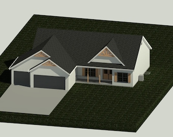 Planta de casa estilo rancho: 3 dormitorios, 2 baños - Diseño personalizable