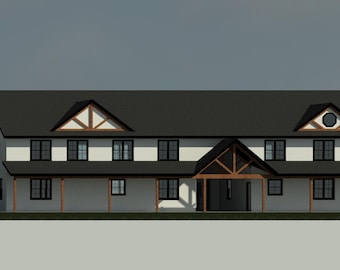 Plano de casa moderna de dos niveles con buhardilla: 440 m² (Descarga digital)