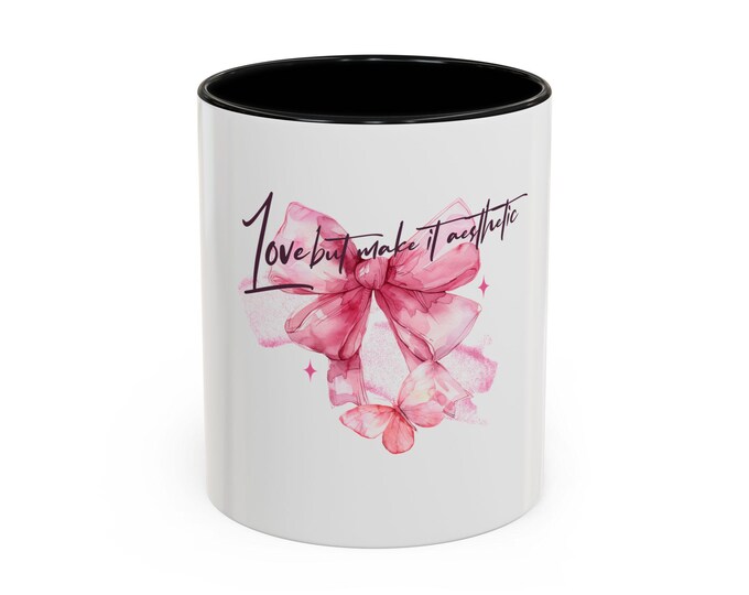 Trendy Accent Mug for Valentine's Day - Minimalistic Love Quotes Aesthetic, 11-15oz, Gift for Coffee Lovers, Ceramic Drinkware, Romantic Mug