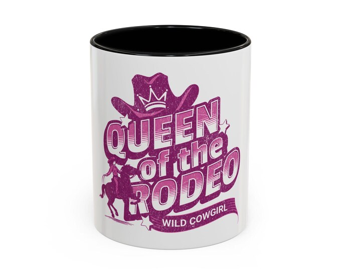 Queen of Rodeo Wild Cowgirl Accent Coffee Mug Western Mug 11oz and 15oz Ceramic Mug Rodeo Gift Country Style Coffee Cup for Cowgirls