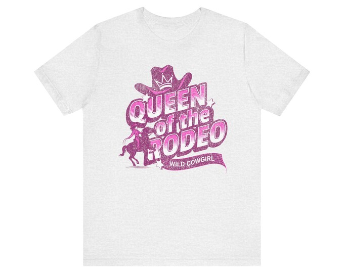 Unisex Jersey Short Sleeve Tee Queen of Rodeo Wild Cowgirl Shirt Western Graphic Tee Country Style T-Shirt Casual Western Wear for Women