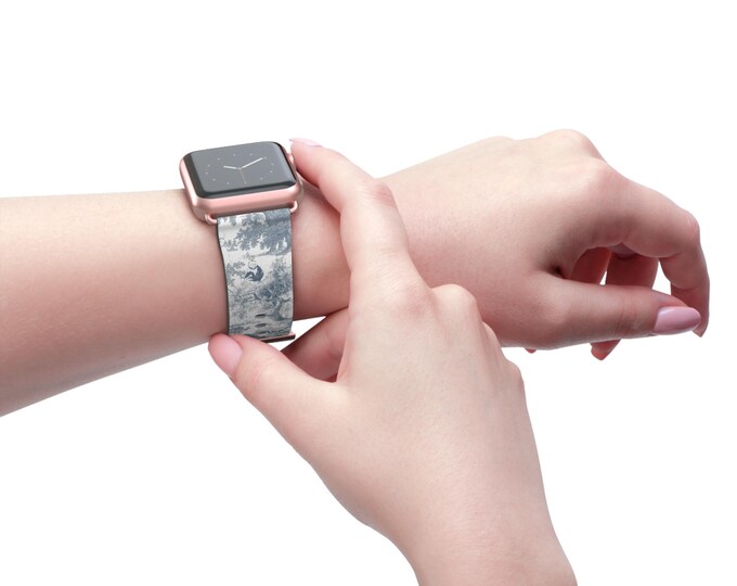 Handmade Safari Animal Print Apple Watch Band: Marble Faux Leather Strap