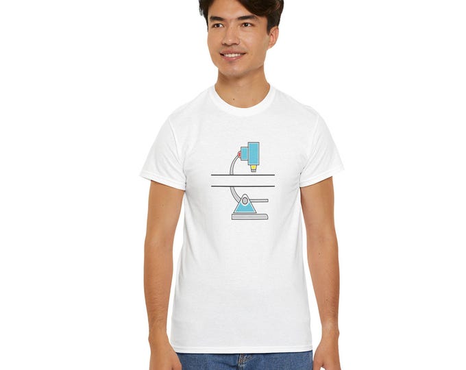 Minimalist Science T-Shirt, Microscope Design Tee, STEM Enthusiast Gift, Unisex Science Shirt, Lab Technician Apparel, Perfect Gift Idea.