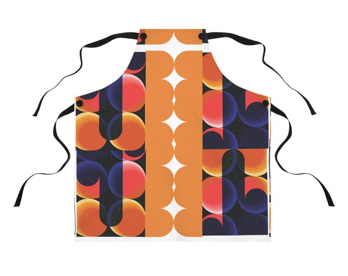 Geometric Electric Pattern Apron - All-Over Print Kitchen Apron with Pockets - Modern & Functional Design