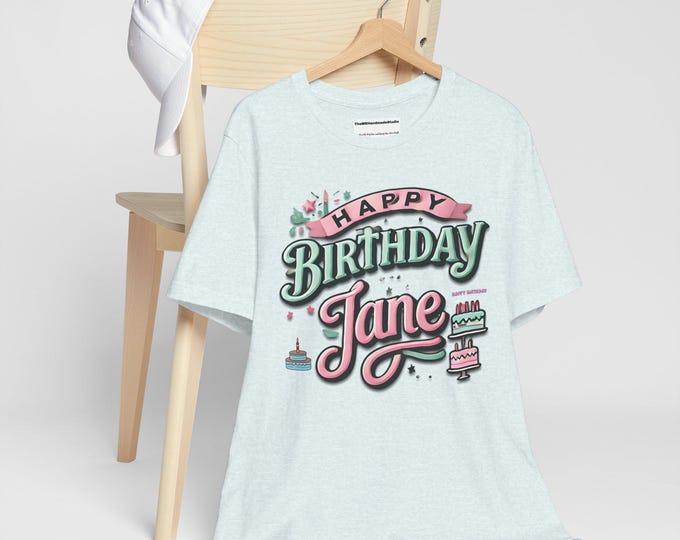 Personalized Name Happy Birthday T shirt - Unisex Tee, Customized Birthday Shirt, Personalised Celebration Top, Happy B-Day Gift, Birthday