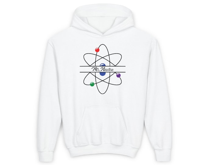 Mr. Newton Science Hoodie - Atom Design Hoodie for Science Lovers - Physics Teacher Gift - STEM Student Sweatshirt - Geeky Science Apparel.