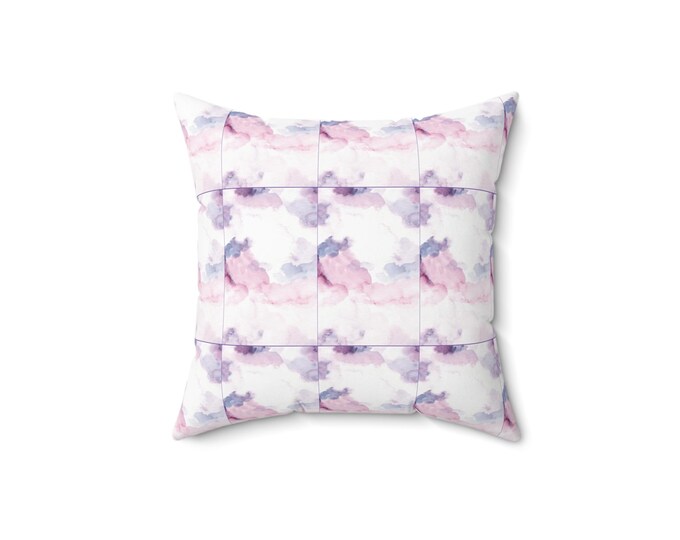 Pink Ombre Marble Pillow, Decorative Throw Cushion, Soft Accent Square Cushion, Home Decor, Living Room Pillow, Bedroom Accessory