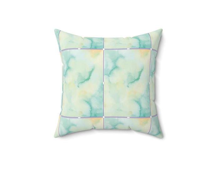 Green Marble Effect Pillow Cover, Home Decor Accent Cushion, Square Pillowcase, Sofa Throw Pillow, Throw Cushion Cover, Modern Pillow Sham,