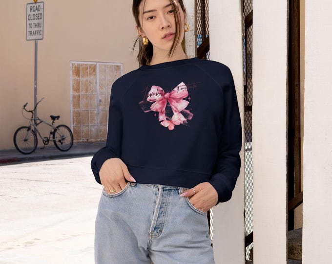 Cropped Sweatshirt, Love but Make It Aesthetic, Women's Fleece Pullover, Gift for Her, Cozy Jumper, Quote Sweater, Trendy Hoodie