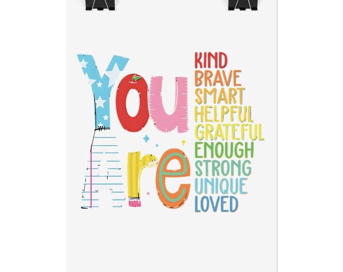 Inspirational Rolled Poster, Wall Art Decoration for Home Office, Affirmations, Positive Vibes, Self Care Gift, You Are Enough