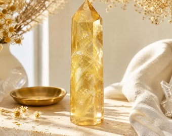 Crystal Tower Point, Natural Polished Crystal Obelisk, Smoky Quartz Howlite Citrine Red Obsidian, Meditation Altar Decor Gift (7-8 cm)