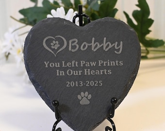 Custom Dog Memorial Gift Engraved Pet Memorial Garden Stone 4 or 6Inch, Pet Loss Gift, Heart Shape Dog Headstone, Gift for Loss of Dog Cat