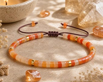 Yellow Aventurine Heishi Bracelet,Red Aventurine Heishi Bracelet, Orange Crystal Bead Bracelet