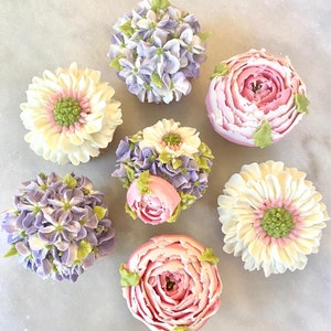 7 pc. Pink Peony, Cream and Lilac Cupcake Gift Box