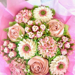 Blush and Cream Flower Cupcake Bouquet 12 Pc.