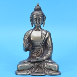Antike Buddha-Statue Vintage Messing Buddha Figur Tibetanische Meditation Dekor handgemachte buddhistische Skulptur spirituelle Altar Kunst Sammler Art