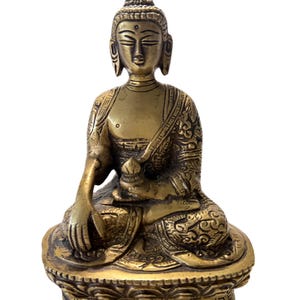 Handgefertigte buddhistische Skulptur Antike Buddha-Statue Vintage Messing Buddha Figurine tibetische Meditations-Dekor-spirituelle Altar-Kunst-sammelbare Kunst