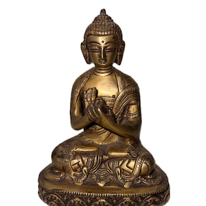 Vintage Messing Buddha Figur Antike Buddha Statue tibetische Meditation Dekor handgemachte buddhistische Skulptur spirituelle Altar Kunst Sammler Kunst