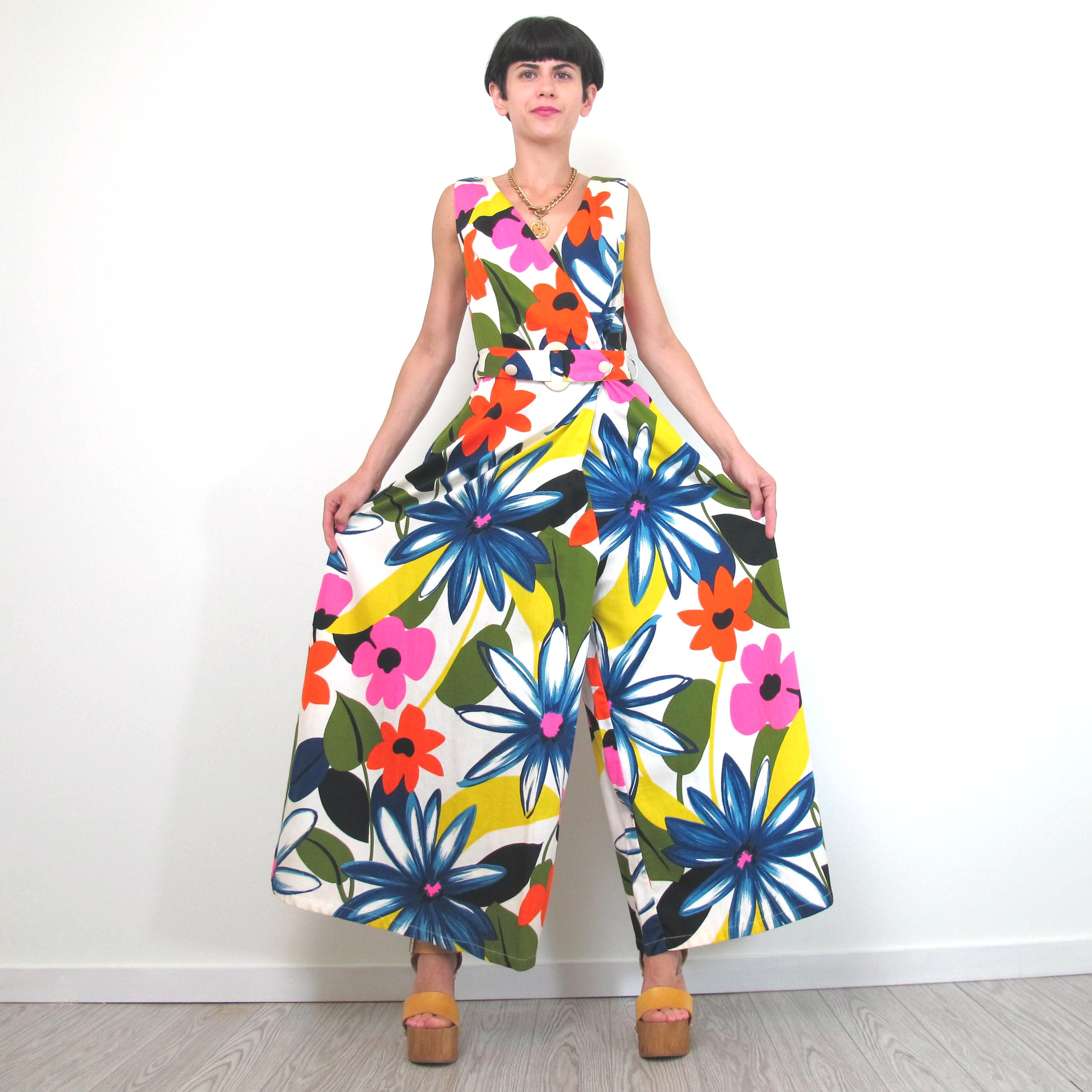 1960s Floral Jumpsuit Vintage Wide Leg Palazzo Jumpsuit Etsy