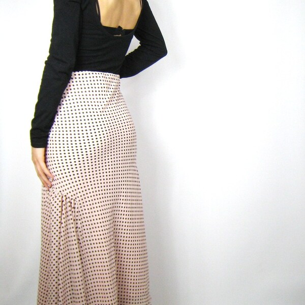 Romantic Pinup Polka Dot Maxi Skirt