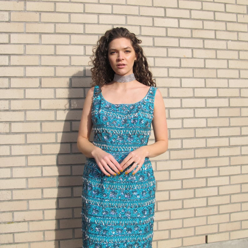 Turquoise Beaded Dress