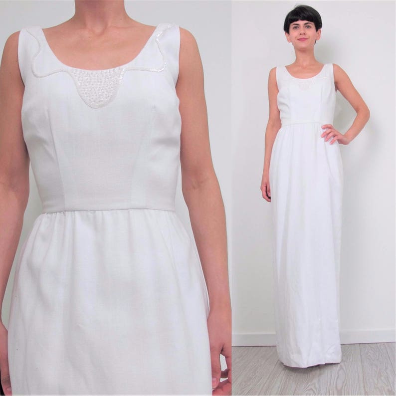Vintage 1960s Wedding Dress Sequin Wedding Dress Maxi Long Etsy