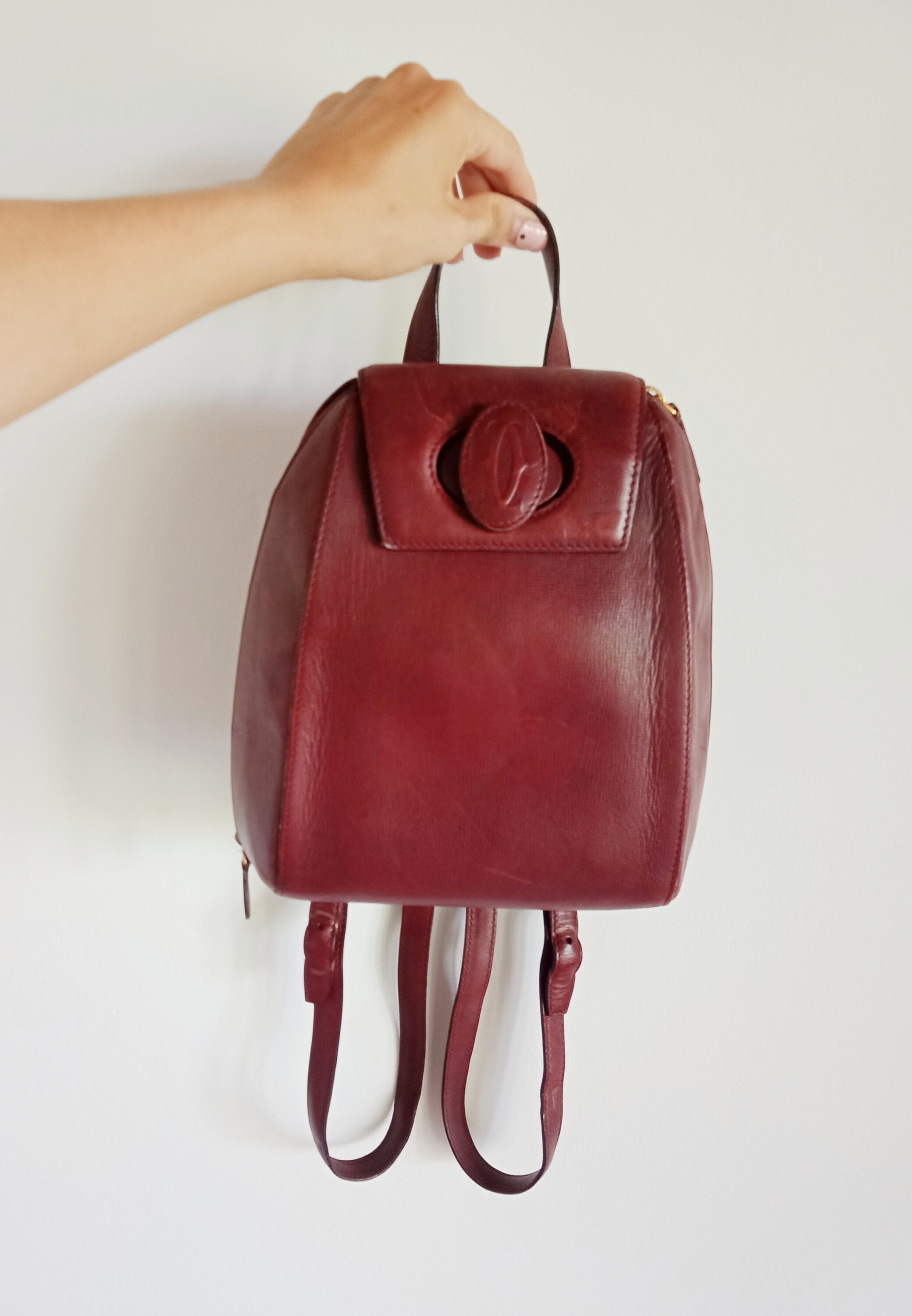 Vintage Cartier Backpack Burgundy Red Leather Backpack 80s Etsy