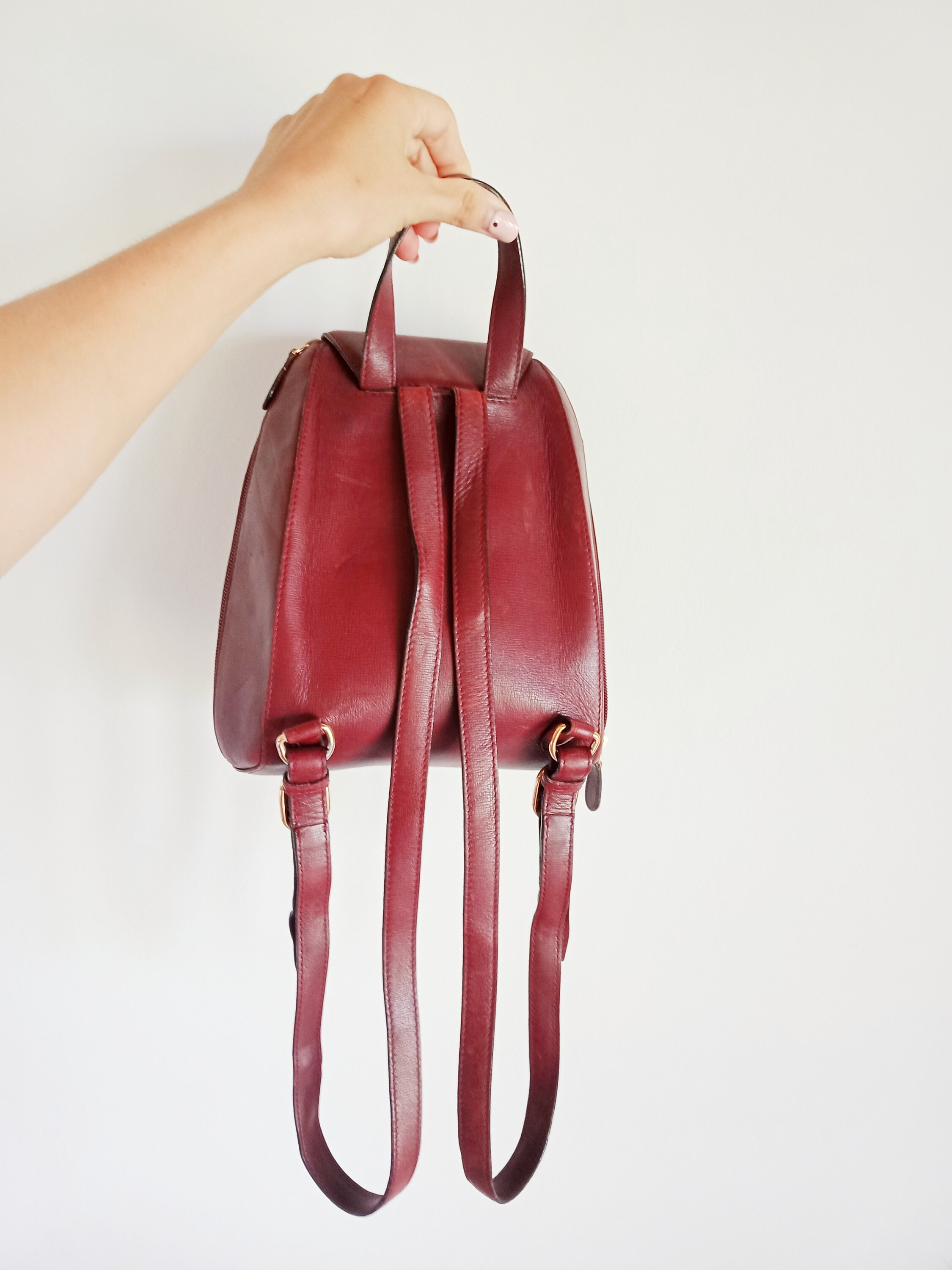Vintage Cartier Backpack Burgundy Red Leather Backpack 80s Etsy