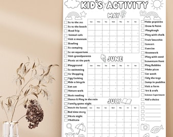 Utskrivbar aktivitetsplanaffisch för barnkalender | Redigerbart schema | Rolig rutinplan för barn | Direkt nedladdning