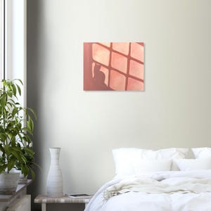 Rosy Window Shadow Painting Print, Cat Silhouette, Cozy Home Art